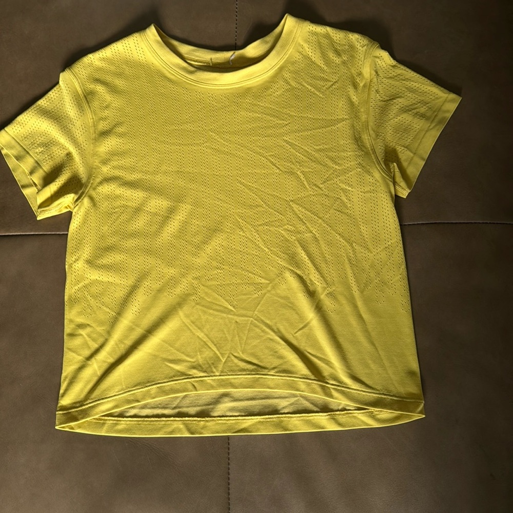 Yellow lululemon athletic shirt womens